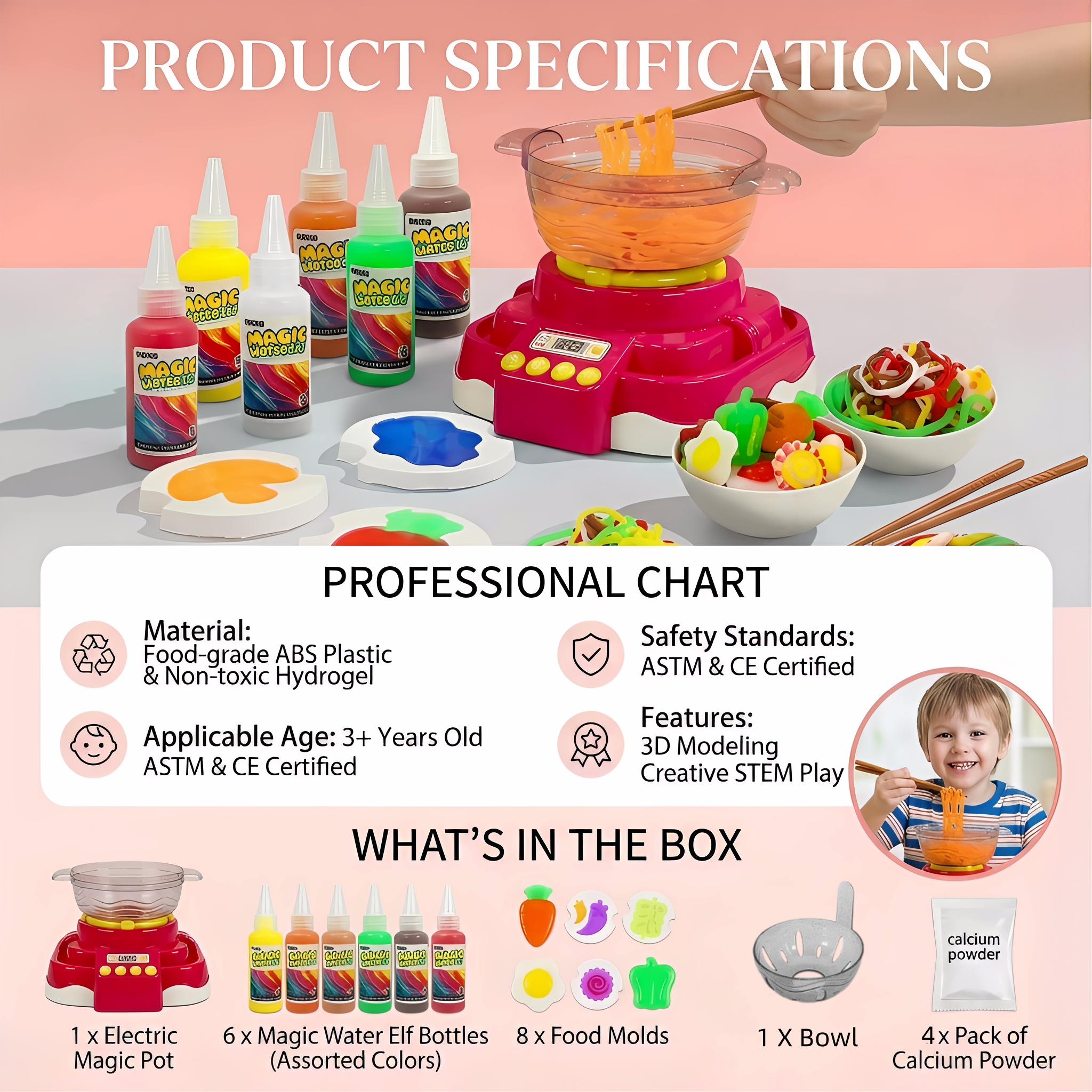 6 Gels & 8 Molds, Magic Water Elf Toy Kit, Water Gel Kit Pets,Make Your Own Squishies Sensory Toys for Kids, Squishy Maker Water Pets, DIY Crafts Kits, Party Favors & Birthday Gifts for Kids Ages 3+