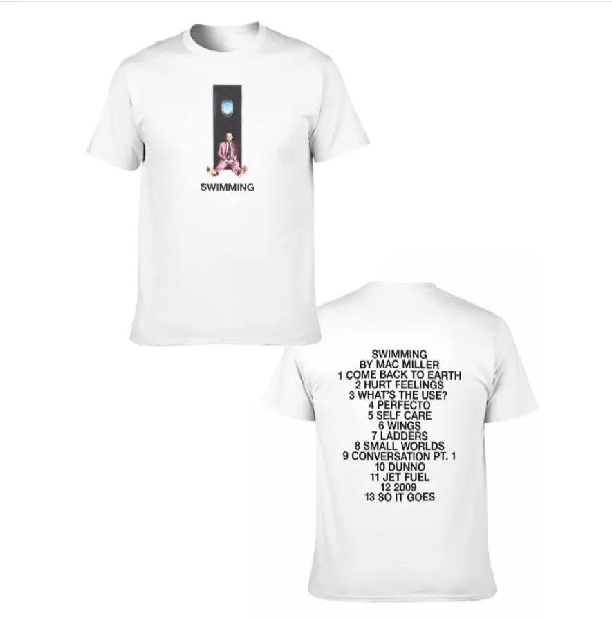 Men Summer Short Sleeve Crew Neck Crop Top Men's Mac Miller Swimming T-Shirt