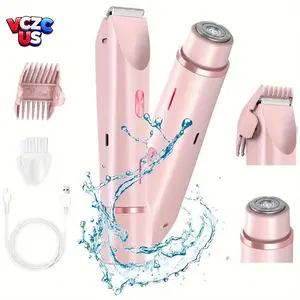 Dual Head Shaver for Women, Bikini Trimmer & Facial HairRemover, 2-in-1 Electric Razor for Bikini Line, Underarms,Legs & Face, Gentle Precision Blades, Skin-Friendly, Water-Resistant, Portable Rechargeable Grooming Tool