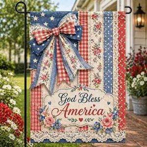 Coquette Bow Sweet Land Of Liberty Flag, 250th Anniversary Flag, 250 Years American 1776-2026 Anniversary Outdoor Flag, 4th of July Decor