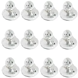 Silver Metallic Electroplated Disco Ball Rubber Ducks – 2", 12 Pcs