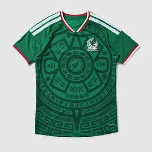 2026 Mexico Jersey, Breathable Quick-Dry, Short Sleeve V-Neck (S–5XL), Mexico Football Jersey, Unisex Sport Top, Green All Over Print Soccer Shirt