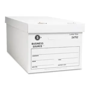 Business Source  Storage Box- Lift Off Lid- Legal- 15in.x24in.x10in.- 12-CT- White