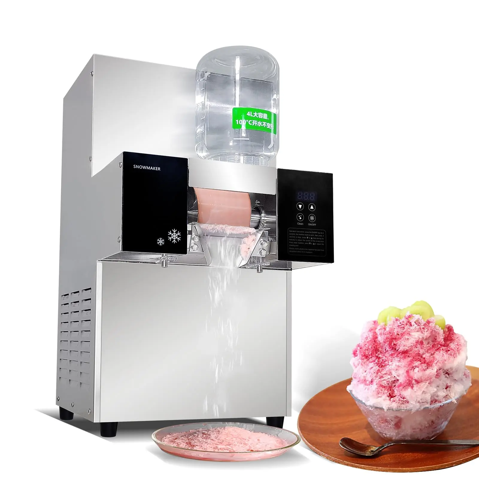 Kolice Commercial 440lbs/day Fully Automatic Snowflake Ice Machine, Snow Cone Maker, Ice Shaving Machine, Air Cooling, Quality Compressor