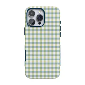 Casely iPhone 16 Pro Max Case | Pastel Picnic | Blue & Green Gingham | Bold Protective Design | Compatible with MagSafe