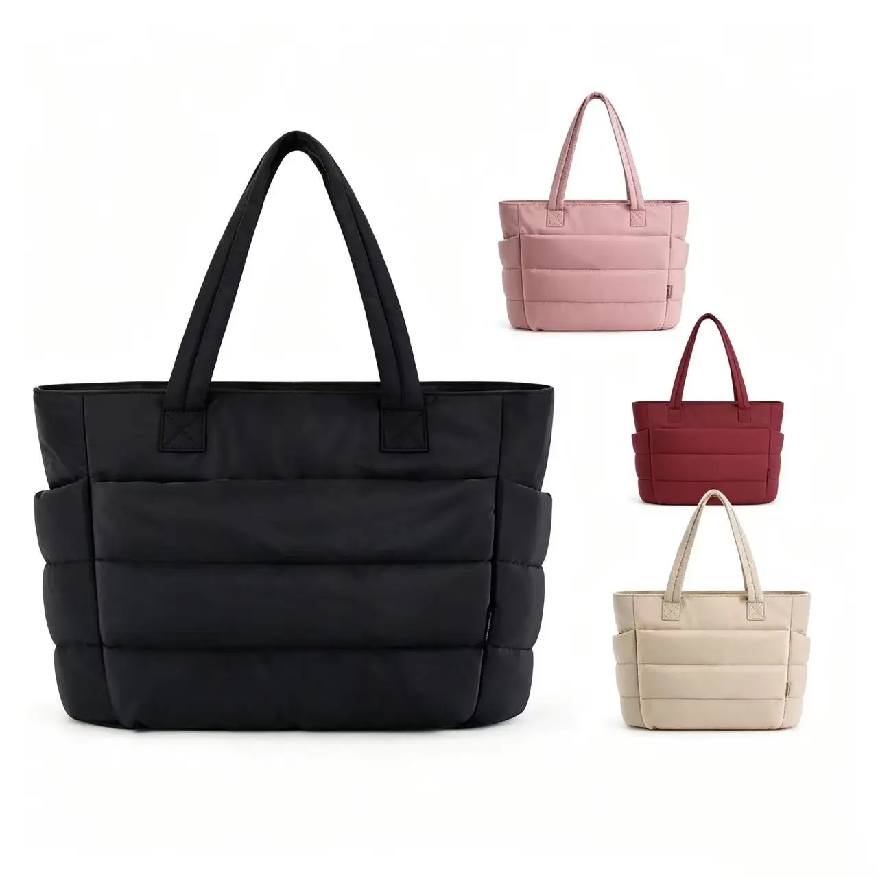 Women's Puffy Bubble Quilted Waterproof Tote Bag - Lightweight Durable Work & Study Bag with Multiple Compartments, Zipper Closure, Laptop-Friendly, for Back-to-School, Everyday Use - Sohochic Women's Accessory