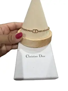 Pre-owned Christian Dior "CD" Beaded Gold Plated Bracelet with Box Perfect for Daily Use