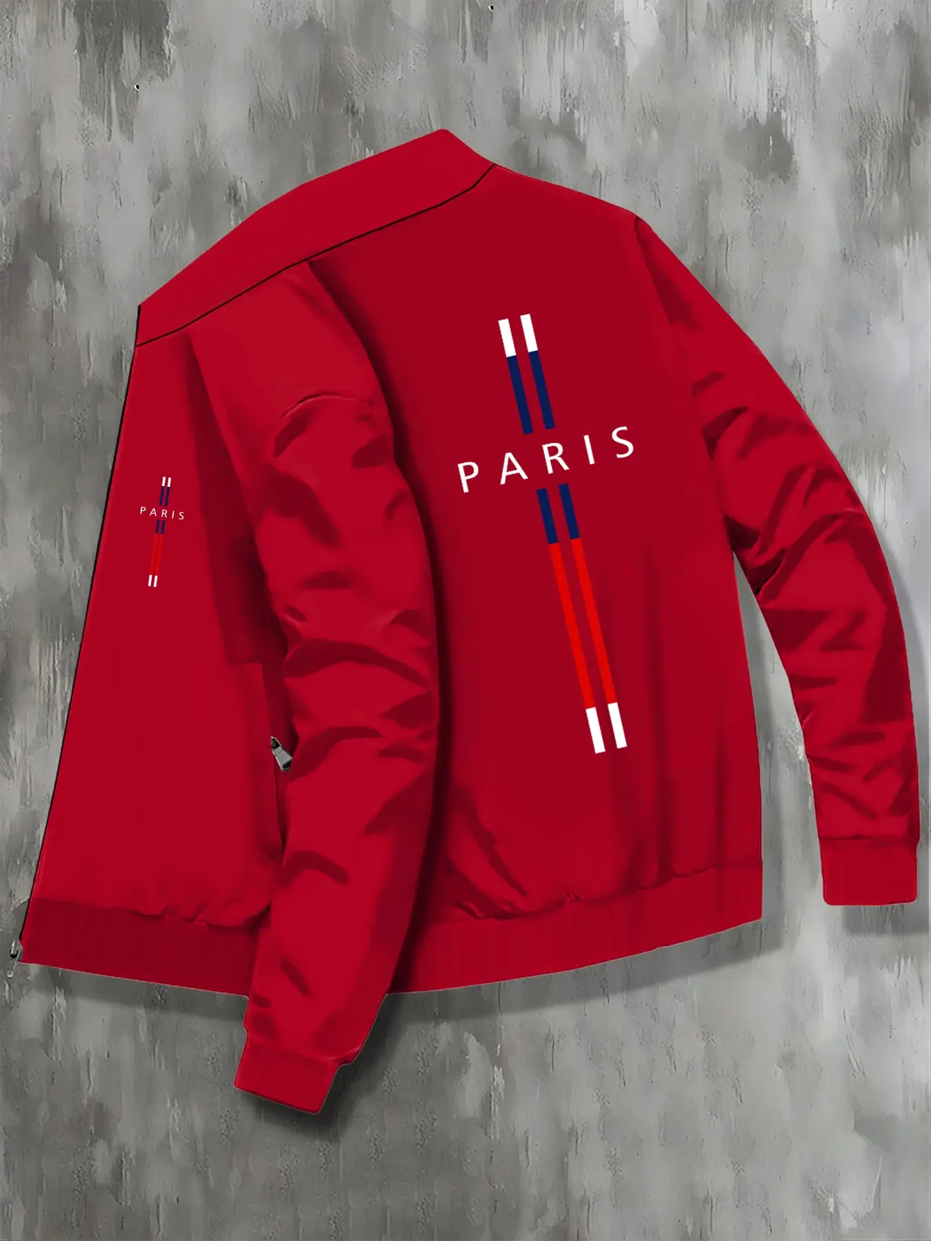 Men's Casual Jacket Outerwear, Zippered Jacket, Zipper Design, Fashion Stand Collar, Trendy Letter Print Bomber Jacket, Comfortable and Stylish Coat, Casual Comfy Jacket, Streetwear Jackets, Street Style Jacket
