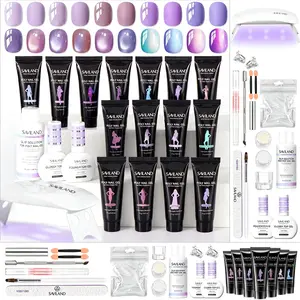 SAVILAND 36Colors Poly Gel Nail Kit – All-in-One Extension Set with Mini UV Lamp & Slip Solution for Easy Home DIY or Gift summervibes