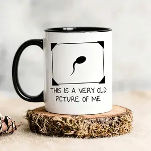 Men's 1pc 11Oz Ceramic Mug Unisex Casual Streetwear Ceramic Cup with Funny Reproductive Cell Graphic & 'Very Old Picture of Me' Slogan for Summer Vibes, Outdoor Fun