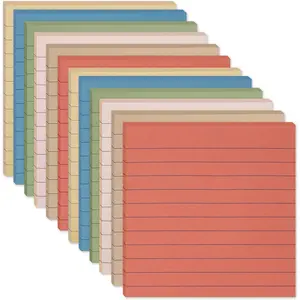 (12 Pack) Lined Sticky Notes 4x4 in ,  Colors Self Sticky Notes Pad Its Super Sticking Power Memo Pads, 4x4 Large Square Sticky Notes for Office, Home, School, Meeting