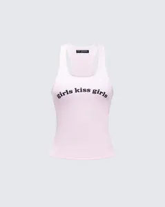 Joel Pink Ribbed Slogan Tank