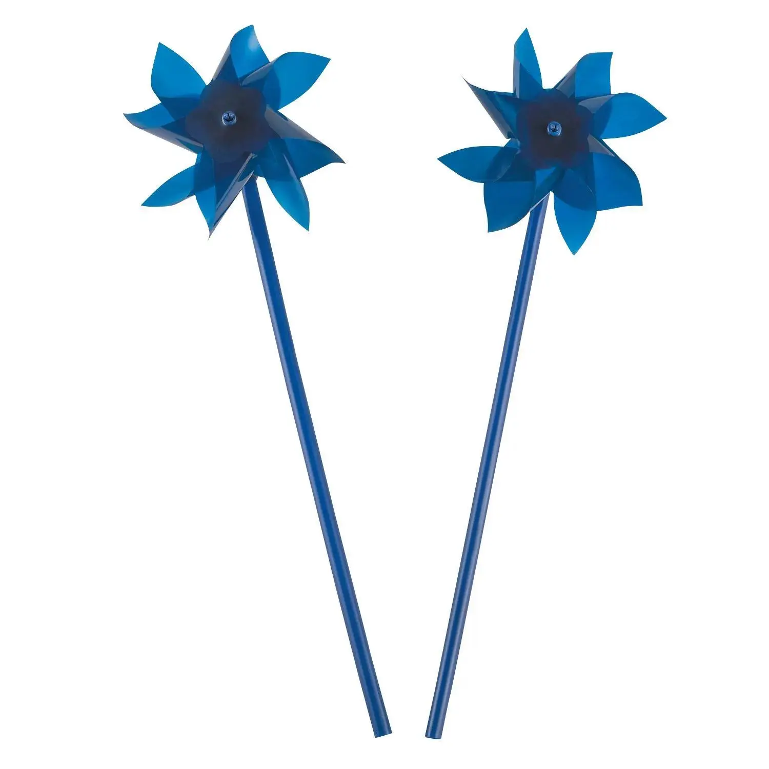 4 1/2" Blue Plastic Pinwheels with Blue Plastic Sticks - 36 Pc.