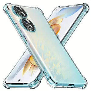 Case for Honor 90 5G, Clear Phone Case with Reinforced Corners Camera Protection Bumper Slim Fit Shockproof Flexible TPU Case, Transparent