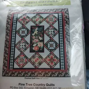 Pine Tree Country Quilts Tadashi Gardens Block of the Month Quilt Kit 97"x111" in Zipper Bag Cotton Fabric Complete Set New