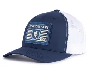 BETA THETA PI 6-Panel Curved Bill Trucker Snapback Hat with Mesh Back