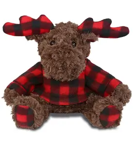 SUPER SOFT PLUSH - PLAID CURLY MOOSE WITH HOODIE