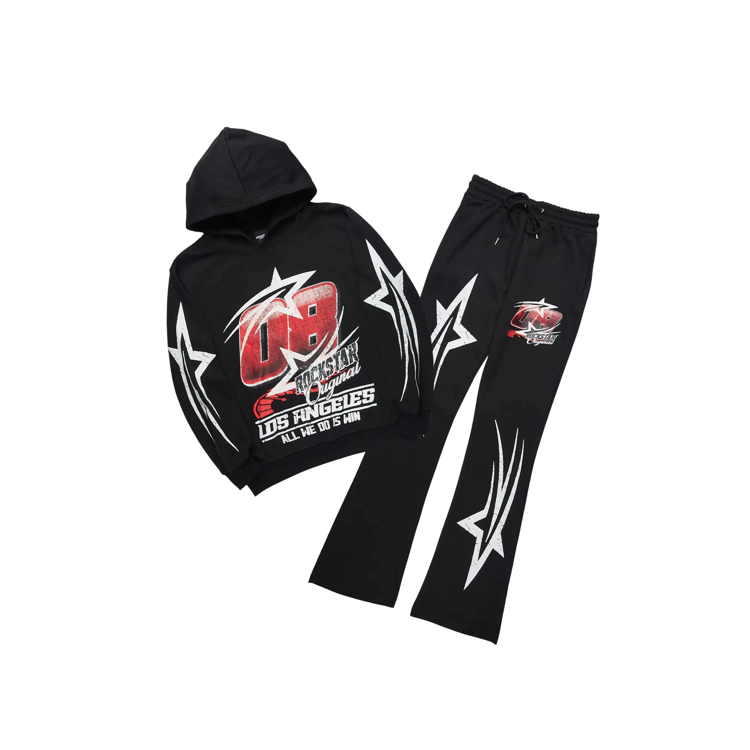 Kastell Black Hoodie/Stacked Pant Track Set