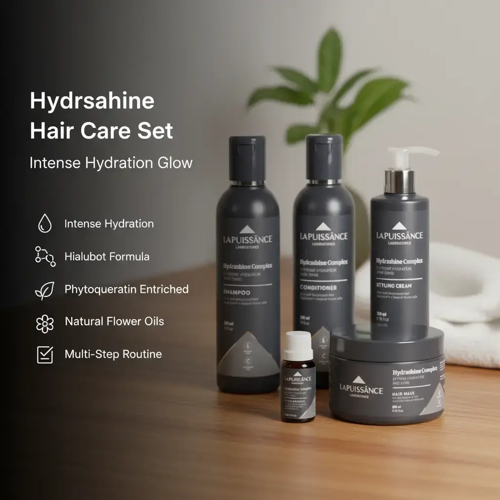 La Puissance Hydrashine Complex Shampoo Conditioner Styling Cream & Hair Mask for Intense Hydration and Shine with Hialubot Phytoqueratin and Natural Flower Oils
