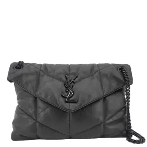 Pre-owned Yves Saint Laurent Quilted Leather Crossbody Bags Loulou Puffer Crossbody Bag Black