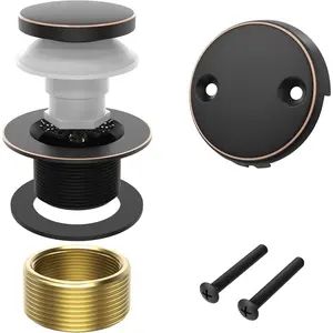 Tub Drain Kit, Tip-Toe Bathtub Drains and Overflow Kit, Bathroom Bath Tub Drain Replacement Kit, Brass Metal Tub Drain Cover, Tub Trim Set and Universal Fine/Coarse Thread-Oil Rubbed Bronze