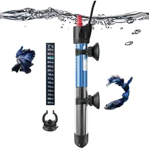 Adjustable 25W/50W/100W/300W Submersible Glass Water Heater for 5 – 70 Gallon Fish Tank (50W)