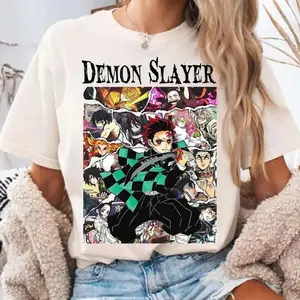 [tiktok shop deals]Demon Slayer Anime Shirt, Demon Slayer Character Tee, Kimetsu No Yaiba Shirt, Gift For Fan, Unisex Short Sleeve Tee boyfriend tees meme shirts silky graphic fit spencers graphic shirts
