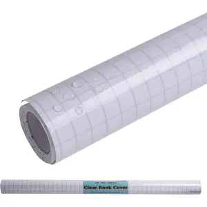 Clear Self Adhesive Book Cover, 17.7in x 4.9ft, 0.07 mm Plastic Cover for Books and Documents Clear Roll, Easy Peel Liner Transparent Book Cover Film
