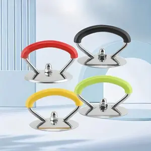 Stainless Steel Pot Lid Handle, 4 Counts/set Random Color Heat Resistant Pot Lid Handle with Silicone Grip, Kitchen Cookware Accessories, Modern Kitchen Accessories