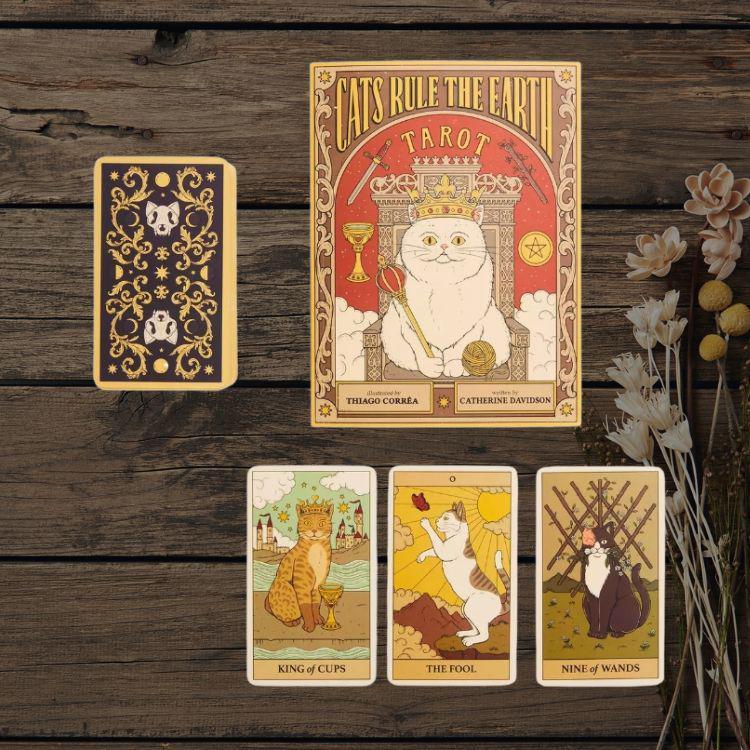 Cats Rule the Earth Tarot Deck | 78-Card Cat Tarot with Guidebook | New Edition