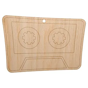 Retro Cassette Mix Tape Unfinished Craft Wood Holiday Christmas Tree DIY Pre-Drilled Ornament