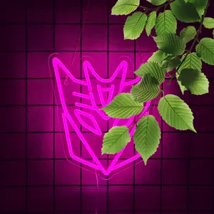 Glowing Decepticon Emblem Neon Light, Transformers Villain Symbol LED Sign - USB Operated for Boys Bedroom, Game Station, Bar & Movie Night