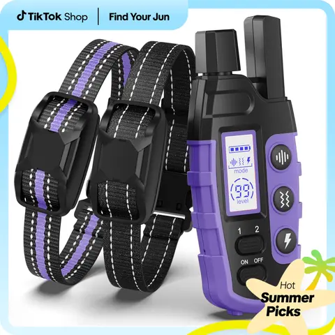 Dual Pack Rechargeable Dog Training Collars (for 2 Dogs) - 3300FT Range Remote Training Aid, IP67 Waterproof Nylon Strap, Wall-Through Signal, Long Battery, Adjustable Vibration, Customizable Beep, Fits 5-120lbs Pets