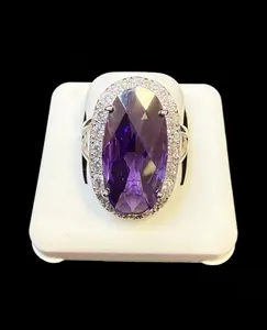 Purple Stone Engagement Ring Silver