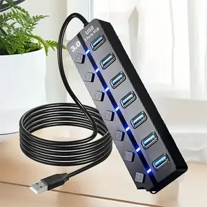 3.0 Version USB Hub with 1.2 Meter Cable, 7 USB Ports for Multiple Purpose, Power Charging Hub, Portable Design
