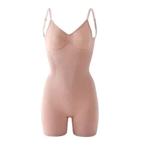 Flarixa Women'S Low Back Seamless Bodysuit Tummy Control Hip Lifter Full Body Shaper Backless Shapewear Jumpsuit Slim Corset