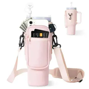 Water Bottle Carrier Bag with Phone Pocket for Stanley 40oz Tumbler Carrier Bag – Neoprene Water Bottle Holder Pouch