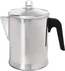 Today Aluminum Stove Top Percolator Maker Durable Brew Coffee On Stovetop 9 Cup Silver