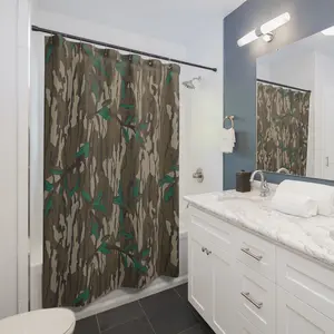 Original Greenleaf Everything Bottom Lands Camo Shower Curtain (Multiple Sizes) | Single-sided print Polyester - Shower Curtain with Camouflage Design