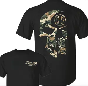 Sig Sauer Never Set Black Double Sided 2-Sided Tee Casual Unisex Crewneck T-shirt Full Size Full Color