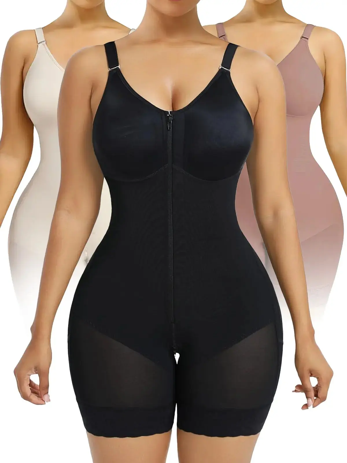 Women's Corsets, Waist Trainer Full Body Shapewear for Women, Comfortable Fit Butt Lifter Shaper with Zipper, Tummy Control Bodysuits, Detachable Crotch, Shoulder Strap, Ultra Stretch Fabric, Customizable Fit, Zip-Up, Comfortable, Breathable.    （Translat