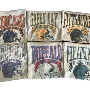 [Sale Up To 50%] College All Teams Football Crewneck T-Shirt - Sport Grey Color, Vintage-Inspired Cotton Pullover for Men & Women, Classic University Spirit Apparel, Unisex Fit