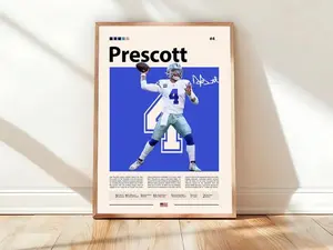 Dak Prescott Poster, Sports Poster,  Fans, Football Poster,  Wall Art, Sports Bedroom Posters