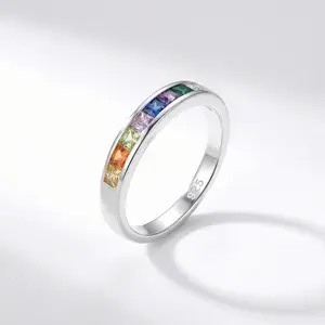 [AB080] Real Silver 925 Ring Colorful Zirconia for Her