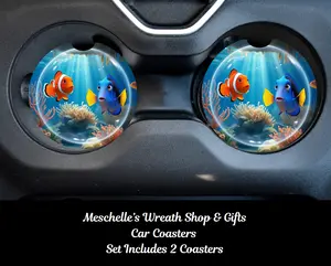 Clown Fish & Tang Car Coasters - Upgrade Your Car Interior with Stylish and Functional Car Coasters
