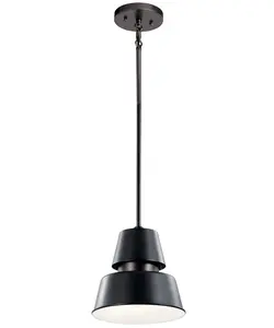 Lozano 9"W 1-Light Black Finish Metal Cone Shade Indoor/Outdoor Pendant Light by Kichler