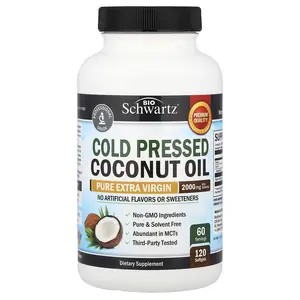 BioSchwartz Cold-Pressed Extra Virgin Coconut Oil Softgels - 120 Count, 1000 mg Per Softgel, Health & Wellness Dietary Supplement