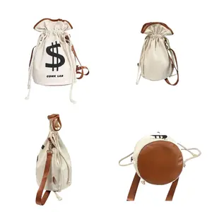 USD Canvas Backpack, Multifunctional Casual Money Bucket Purse, Portable Storage Drawstring Backpack Bag,  A Backpack That Can Be Used Daily