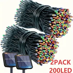 Outdoor Solar String Lights, Solar Strip Lights, LED Waterproof Christmas Lights, 8 Lighting Modes, for Christmas Tree Wedding Party Garden Decor