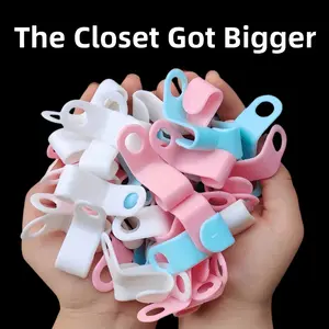 30/50pcs hanger clips, multi-color stackable wardrobe organizer, durable plastic wardrobe hanger connectors, clothes hooks, storage essentials